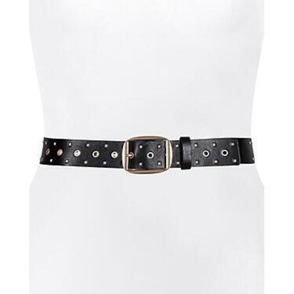 Allsaints Pyramid Women's Black/Gold Stud Leather Belt M